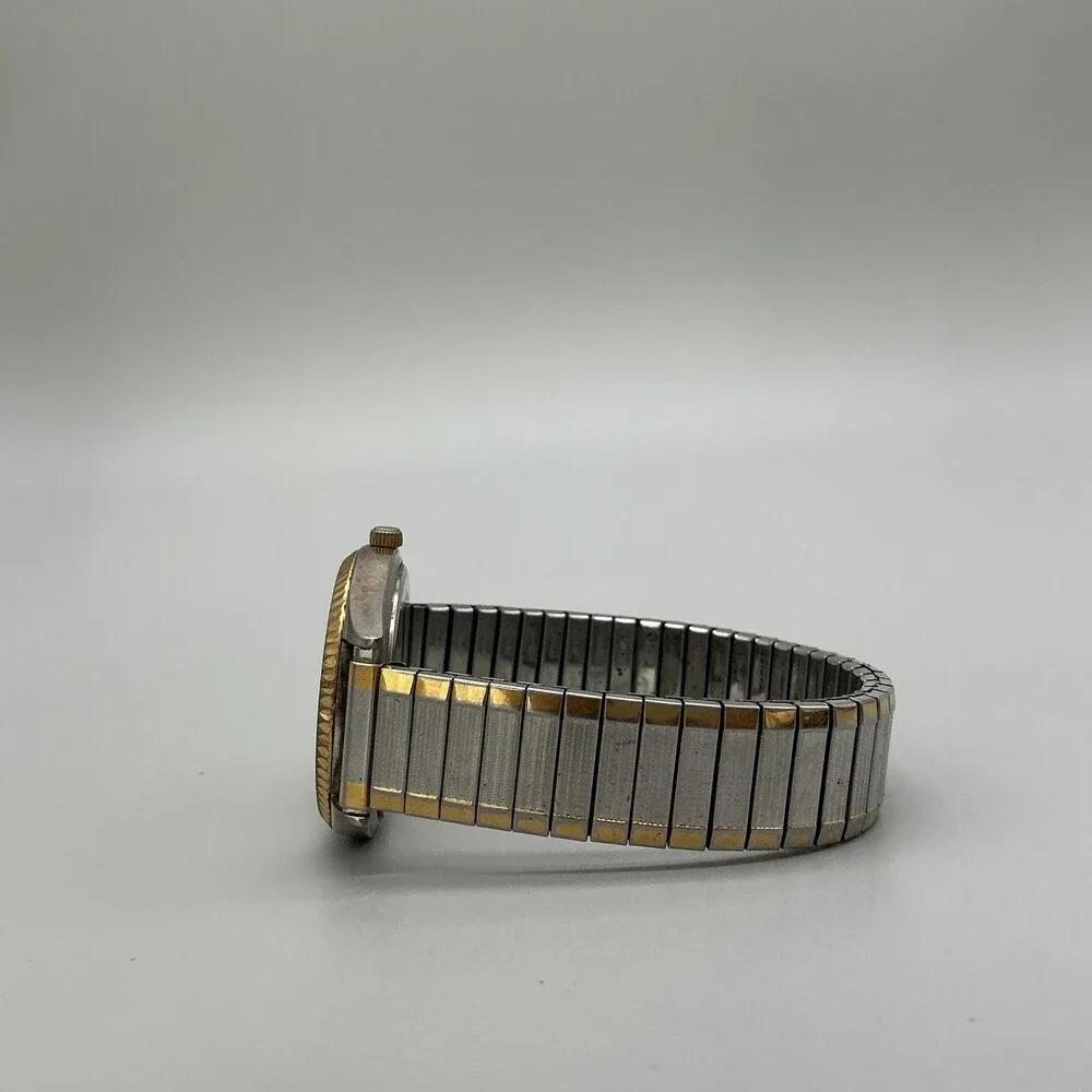 Vintage Pulsar Mens Watch 35mm Day Date YY148-8090 Two Tone Stretch New Battery